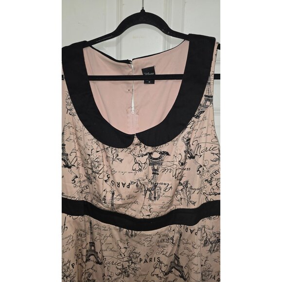 Disney Women's Fary Tale Pink & Black Paris Print Sleeveless Dress Peter Pan Col - Picture 5 of 8